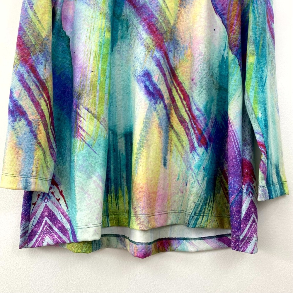 Soft Surroundings Tunic Top Large L Colorful Artsy Spring Purple Abstract Lunch - Picture 13 of 16